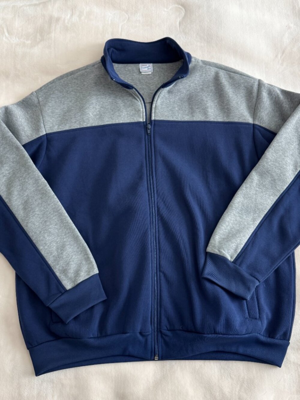 Vintage 90s Haband Casual Joe Jacket Mens XL Navy Gray Colorblock Full Zip